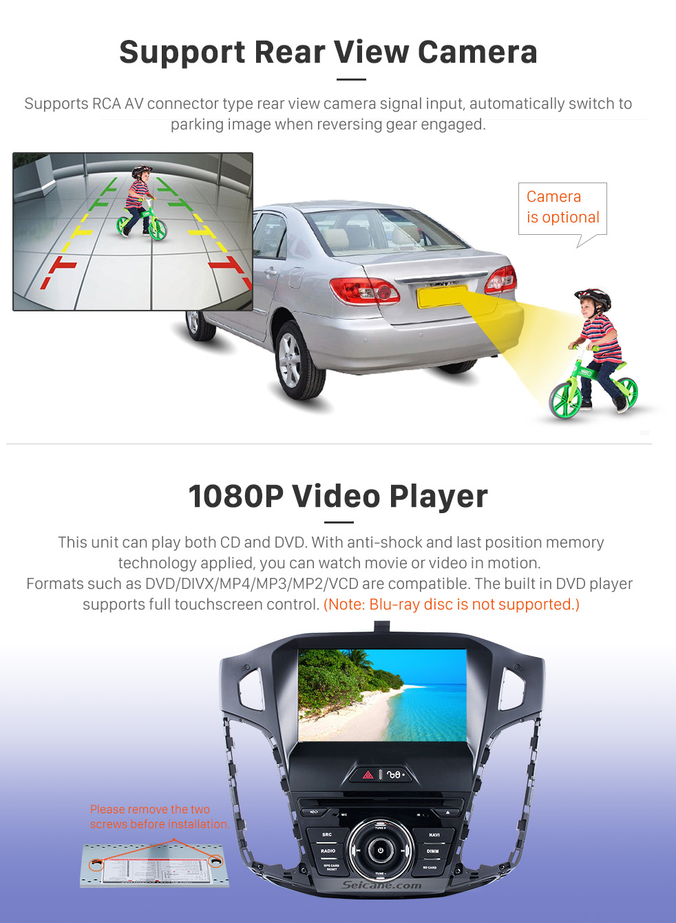 Seicane 2011 2012 2013 Ford focus 1024*600 Touchscreen Android 9.0 Radio DVD GPS Navigation System with Mirror link Bluetooth OBD2 DVR Rearview Camera 1080P 3G WIFI Steering Wheel Control Rearview Camera Seicane 2011 2012 2013 Ford focus 1024*600 Touchscreen Android 9.0 Radio DVD GPS Navigation System with Mirror link Bluetooth OBD2 DVR Rearview Camera 1080P 3G WIFI Steering Wheel Control Rearview Camera