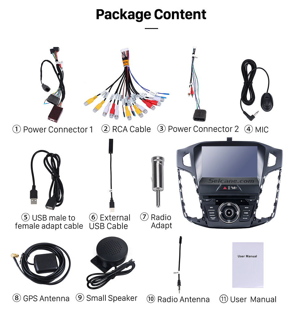 Seicane 2011 2012 2013 Ford focus 1024*600 Touchscreen Android 9.0 Radio DVD GPS Navigation System with Mirror link Bluetooth OBD2 DVR Rearview Camera 1080P 3G WIFI Steering Wheel Control Rearview Camera Seicane 2011 2012 2013 Ford focus 1024*600 Touchscreen Android 9.0 Radio DVD GPS Navigation System with Mirror link Bluetooth OBD2 DVR Rearview Camera 1080P 3G WIFI Steering Wheel Control Rearview Camera