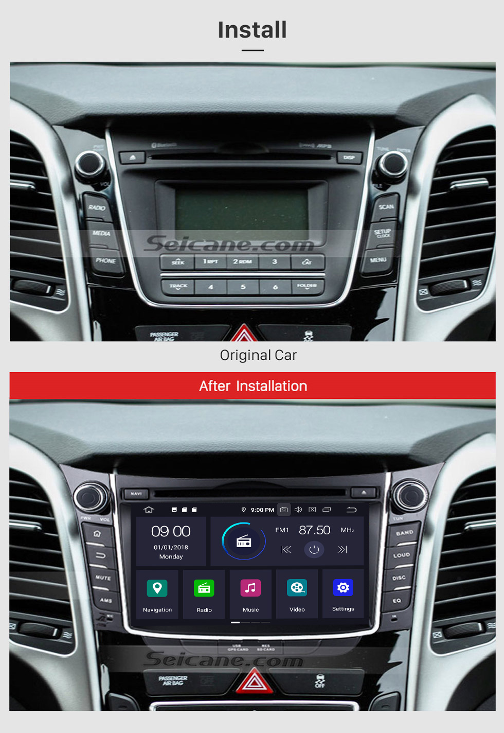 Seicane HD Touchscreen 7 inch Android 9.0 2011 2012 2013 Hyundai IX30 GPS Navigation Radio with Bluetooth USB WIFI Support 1080P Video OBD2 DVR Mirror Link Seicane HD Touchscreen 7 inch Android 9.0 2011 2012 2013 Hyundai IX30 GPS Navigation Radio with Bluetooth USB WIFI Support 1080P Video OBD2 DVR Mirror Link