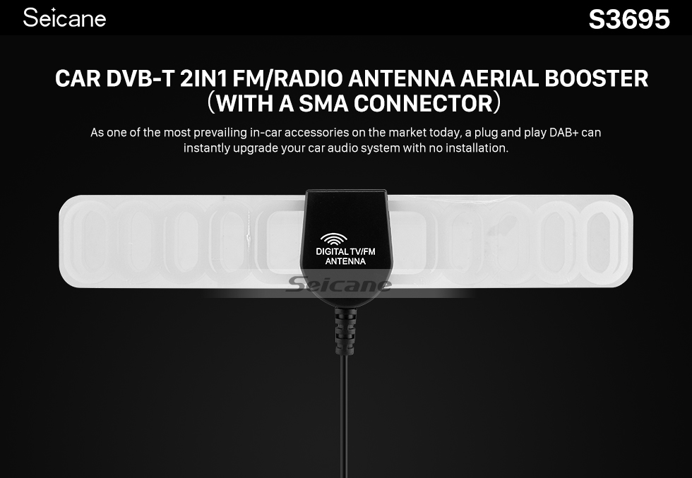 Seicane Hot Sale Car TV Digital DVB-T 2in1 FM/Radio Antenna Aerial Booster SMA Connector Seicane Hot Sale Car TV Digital DVB-T 2in1 FM/Radio Antenna Aerial Booster SMA Connector