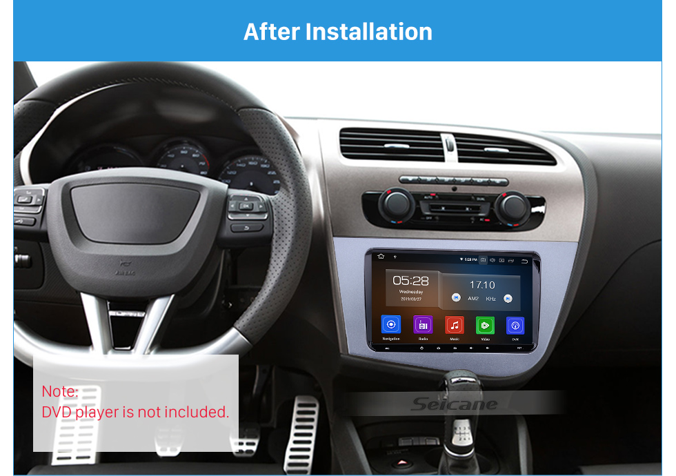 Seicane 2 Din Fascia for 2005-2011 Seat Leon left hand driving Car Radio Head Unit GPS Navigation plate panel Frame