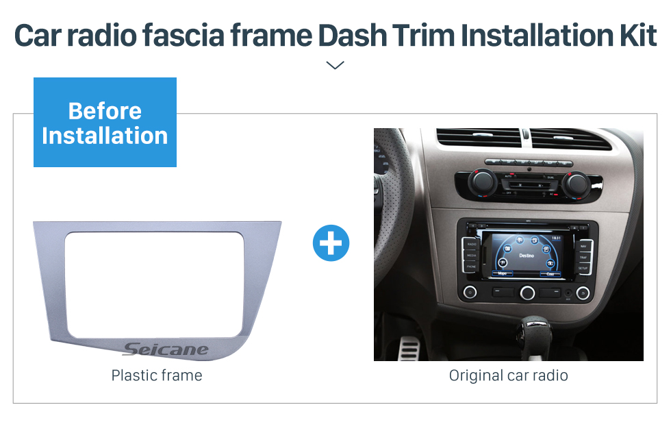 Seicane 2 Din Fascia for 2005-2011 Seat Leon left hand driving Car Radio Head Unit GPS Navigation plate panel Frame