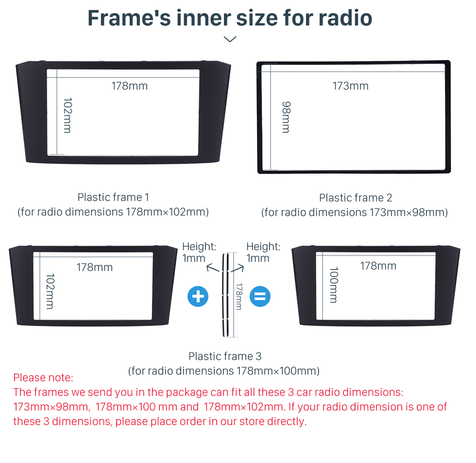 Seicane Black Double Din 2003-2008 Toyota Avensis Car Radio Fascia DVD Frame Stereo Player Face Plate Panel Adaptor