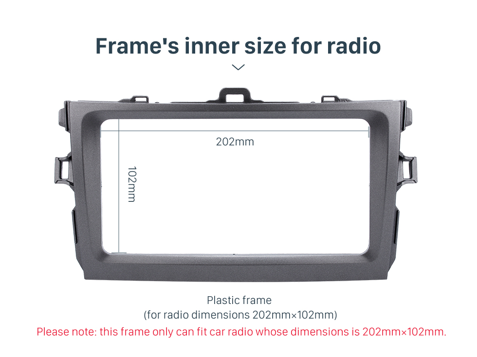 Seicane Silver Double Din 2008 2009 2010 Toyota Corolla Car Radio Fascia Dash Installation Kit DVD Frame Plate Cover