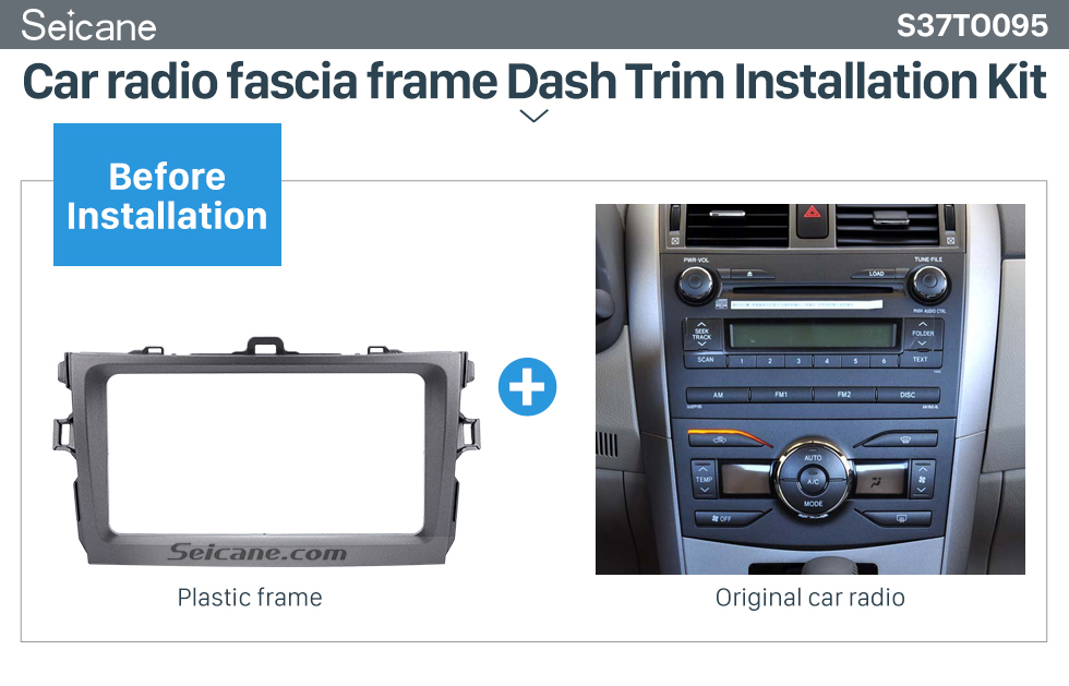 Seicane Silber Doppel Din 2008 2009 2010 Toyota Corolla Autoradio Fascia Dash Installation Kit DVD-Rahmen Platten-Abdeckung