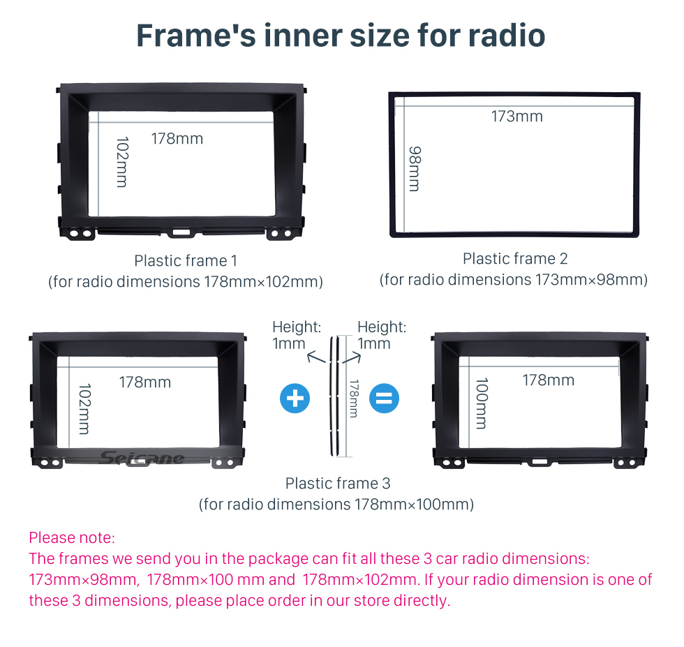 Seicane Negro Doble Din 2009 Toyota Prado 120 Radio del coche Fascia CD Trim Panel Panel Stereo Player Frame