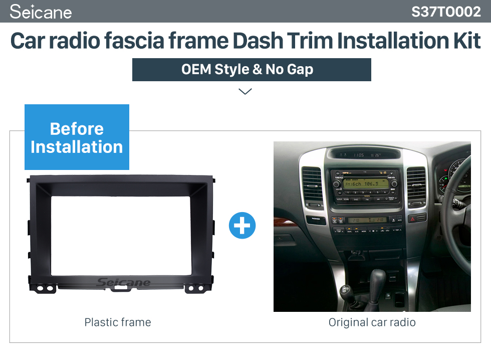 Seicane Noir Double Din 2009 Toyota Prado 120 Autoradio Fascia CD Garniture Tableau de Bord Panneau Stéréo Lecteur Cadre