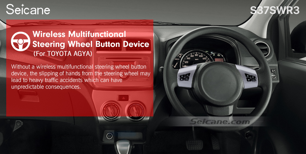 Seicane For TOYOTA AGYA Studying Steering Wheel Audio Controller Music Volume Bluetooth Phone Remote Button