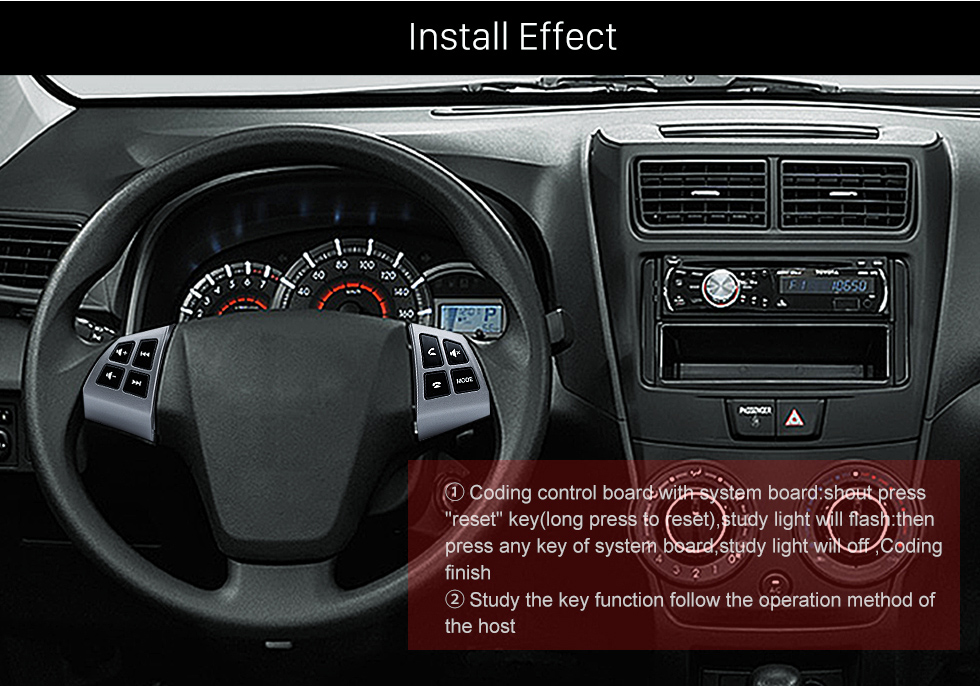 Install Effect Music Player Volume Bluetooth Phone Remote Button Studying Steering Wheel Audio Controller for TOYOTA AVANZA Install Effect Music Player Volume Bluetooth Phone Remote Button Studying Steering Wheel Audio Controller for TOYOTA AVANZA
