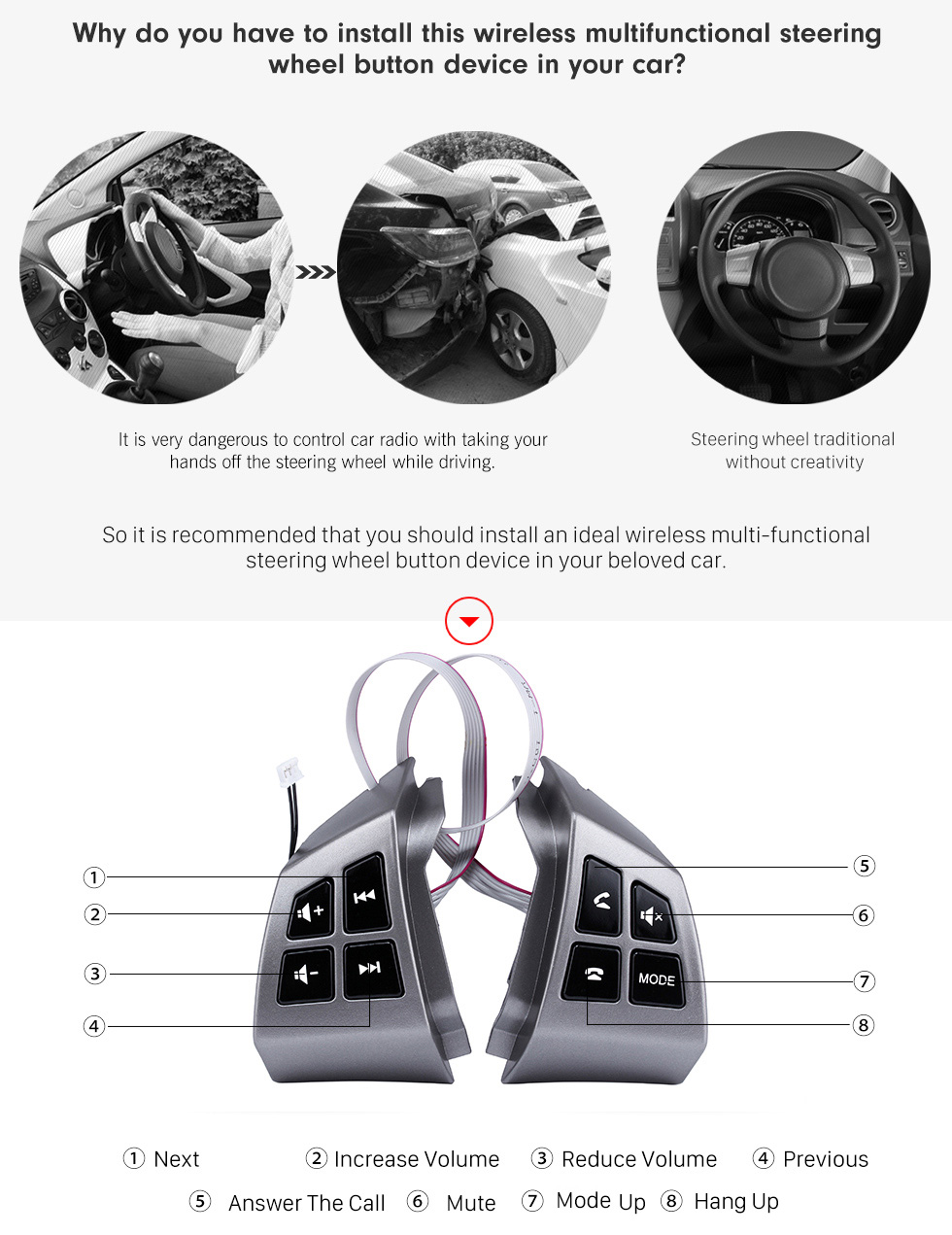 Why do you have to install this wireless multifunctional steering wheel button device in your car? Music Player Volume Bluetooth Phone Remote Button Studying Steering Wheel Audio Controller for TOYOTA AVANZA Why do you have to install this wireless multifunctional steering wheel button device in your car? Music Player Volume Bluetooth Phone Remote Button Studying Steering Wheel Audio Controller for TOYOTA AVANZA