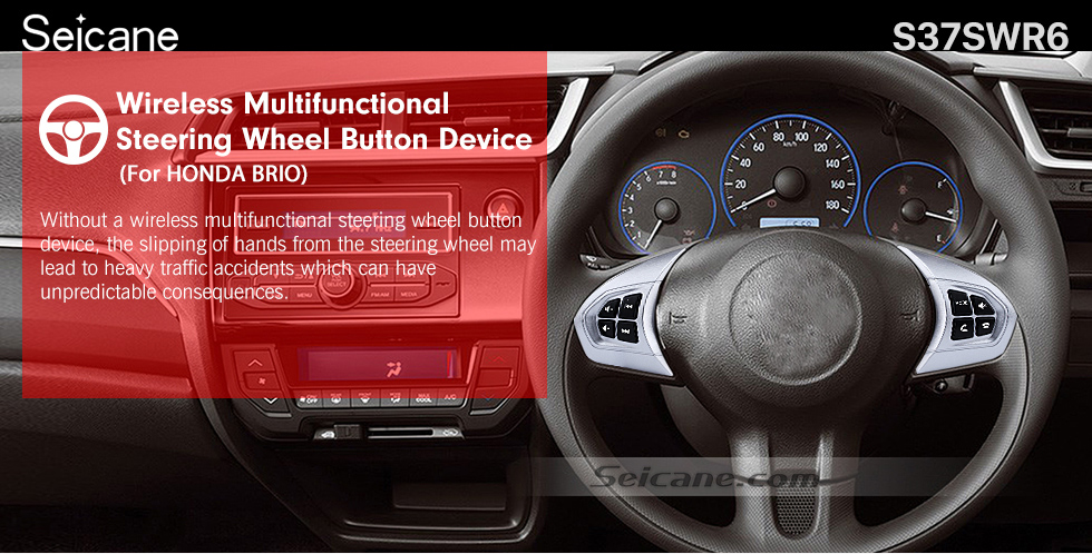 Seicane Audio Studying Steering Wheel Controller Remote Button Music Player Bluetooth Phone Regulator for HONDA BRIO Seicane Audio Studying Steering Wheel Controller Remote Button Music Player Bluetooth Phone Regulator for HONDA BRIO