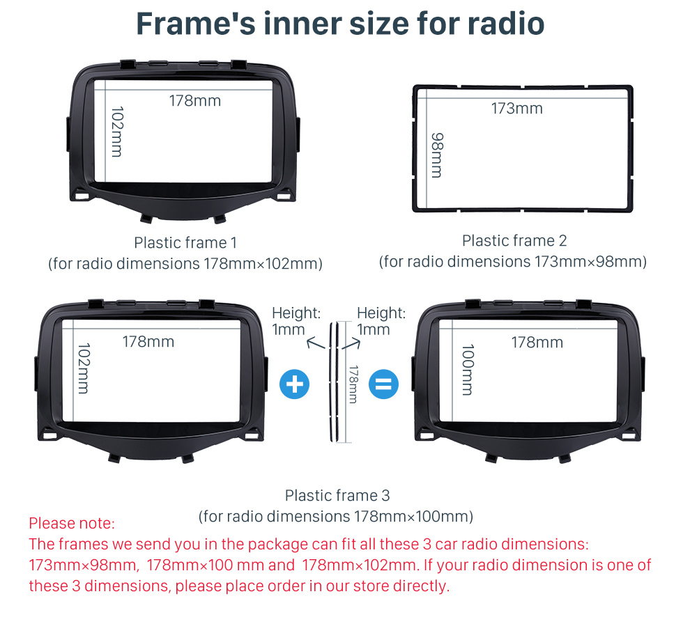 Seicane Black Double Din 2014 2015 Toyota Aygo Car Radio Fascia Panel Adaptor Audio Frame Stereo Install