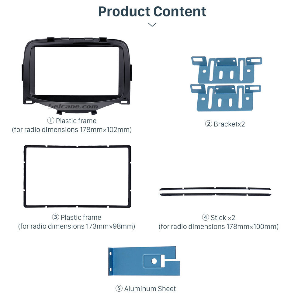 Seicane Black Double Din 2014 2015 Toyota Aygo Car Panel Radio Fascia Adaptateur Audio Stéréo Cadre Installer