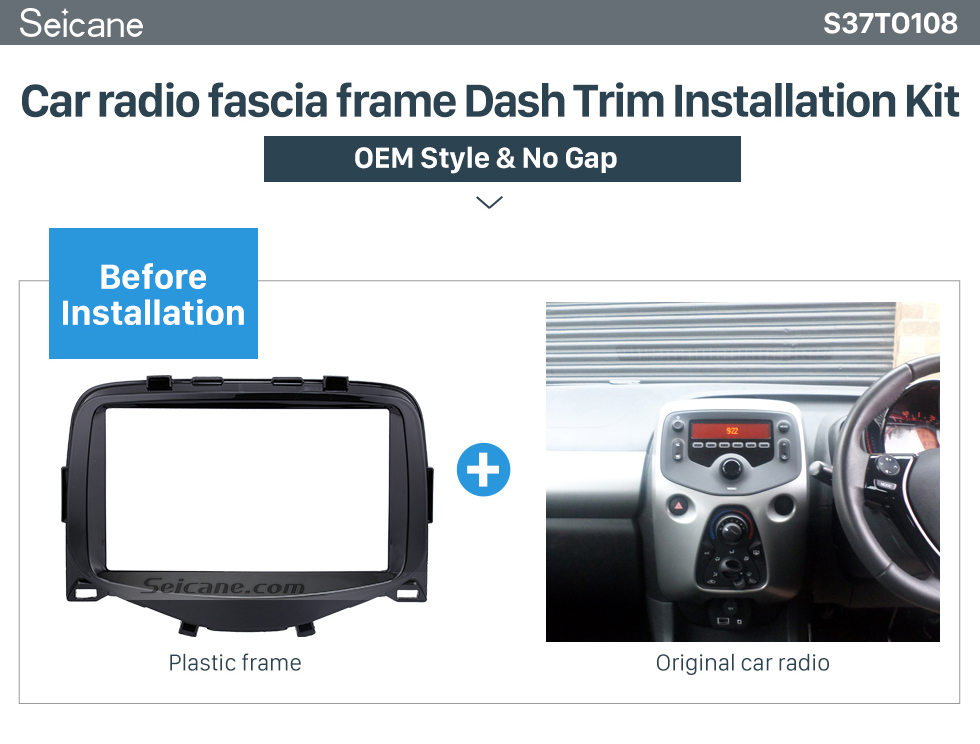 Seicane Negro Doble Din 2014 2015 Toyota Aygo coche Grupo Radio Fascia adaptador de audio estéreo marco Instalar