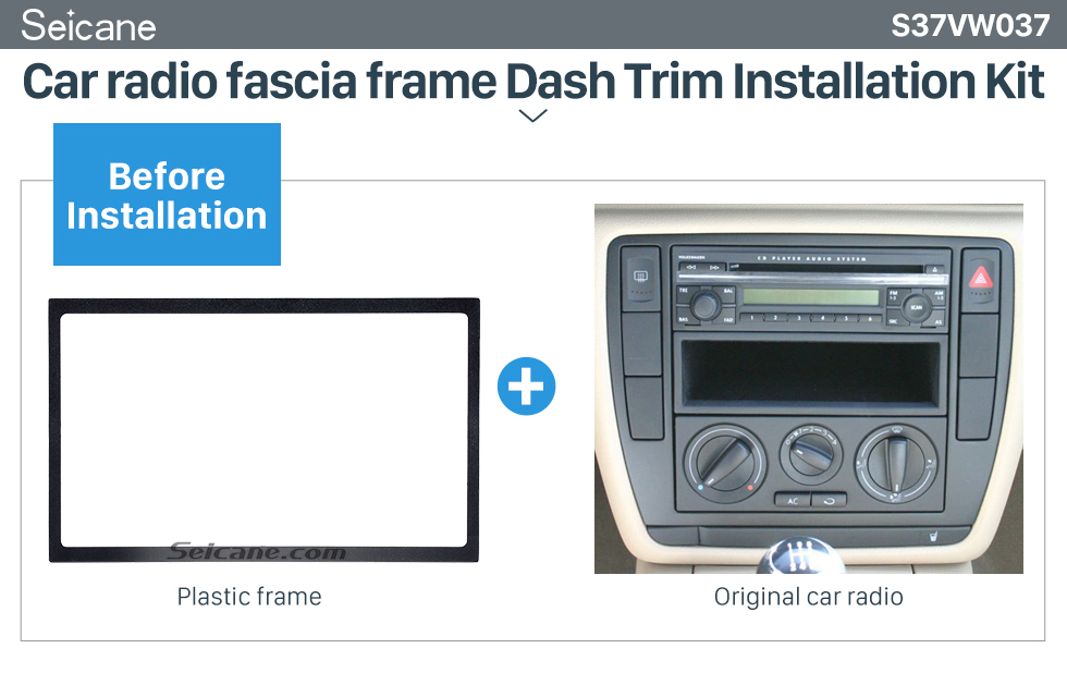 Seicane Doble 2 estruendo marco 2 DIN fascia plato para 2005 Volkswagen Passat Bora 178 x 102mm