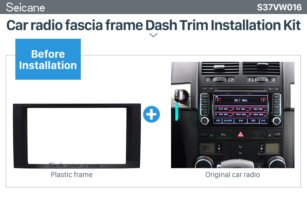 Audioproject A245 Car Radio Fascia Double DIN Compatible with VW Volkswagen Touareg 7L 2003-2010 VW T5 Multivan Caravelle Transporter 2003-2009 Mounting Frame