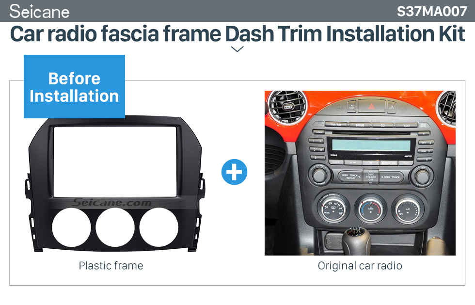 Seicane 2DIN 2009 Mazda MX-5-Autoradio Fascia Dash-Player Stereoanlage installieren Panel-Trim Fahrzeug eingebaute Car-Styling-Kit-Rahmen