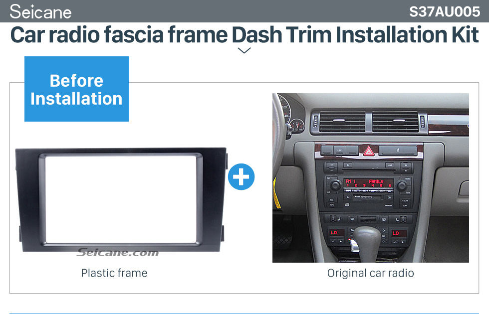 Seicane Negro Doble Din 2002-2006 Audi A6 radio de coche de la fascia del panel adaptador de DVD Juego de Estructura de instalación Dash