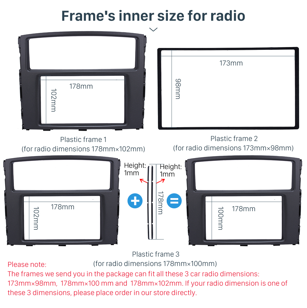 Seicane Classique Double Din 2010 Mitsubishi Pajero Radio Car Fascia Dash Installation stéréo Adaptateur montage Frame DVD