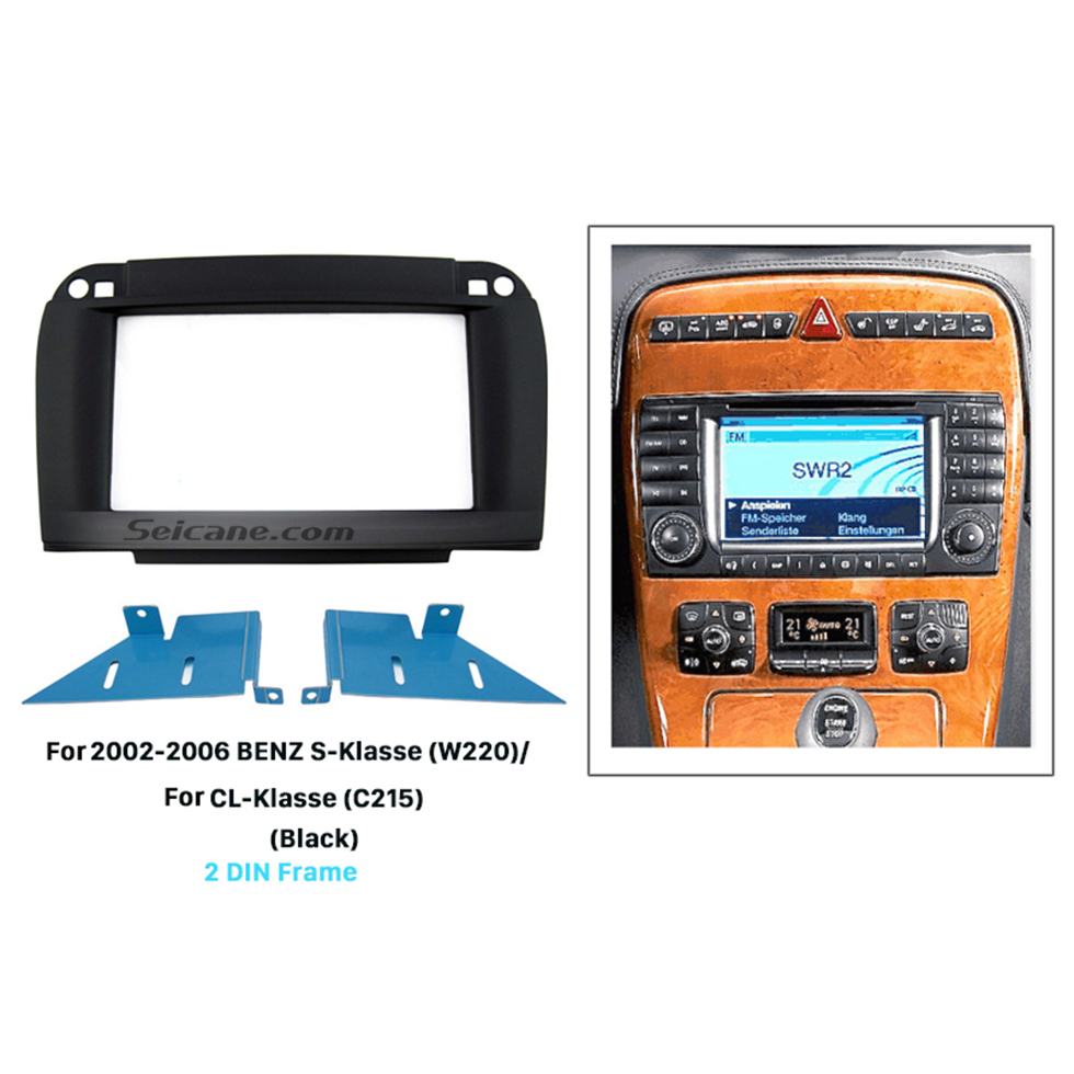 Black 2 Din 02 06 Benz S Class W2 Cl Class C215 Car Radio Fascia Dvd Panel Installation Trim Dash Kit Audio Cover Frame