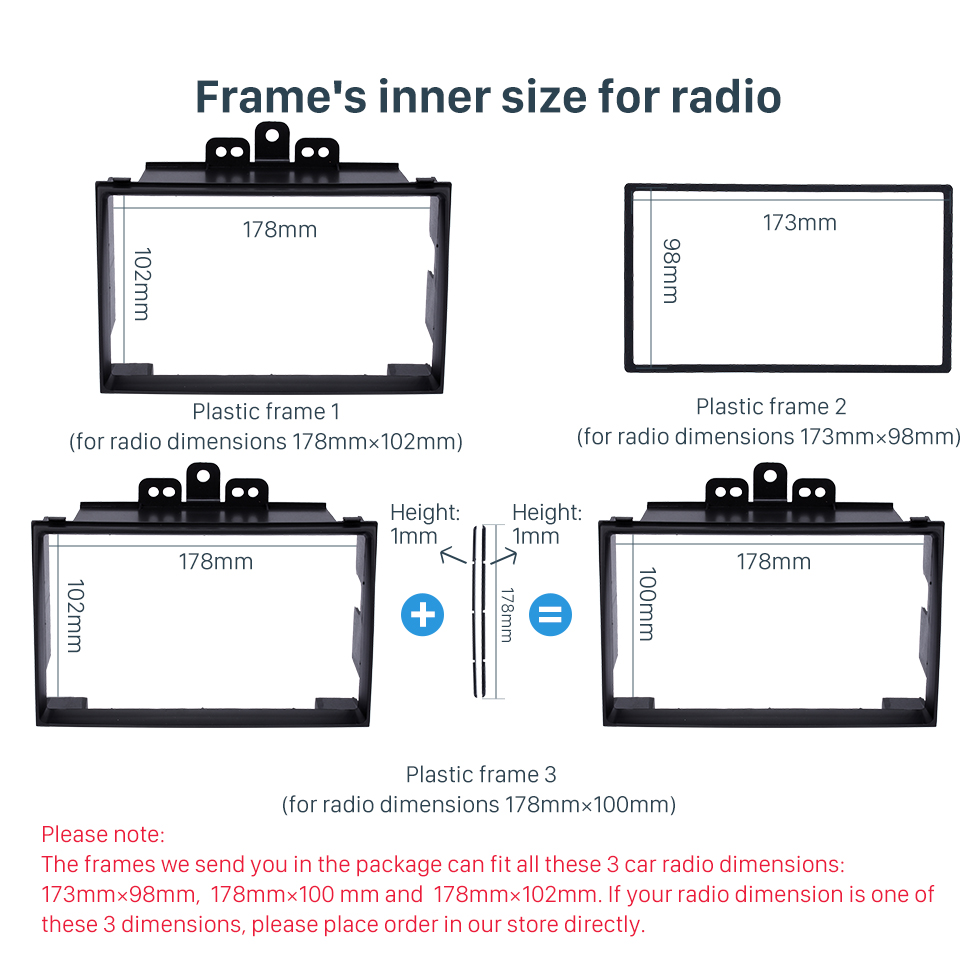 Seicane Excellent Black Double Din 2008+ Hyundai i-20 Car Radio Fascia Plate Frame Installation Kit DVD Stereo Player