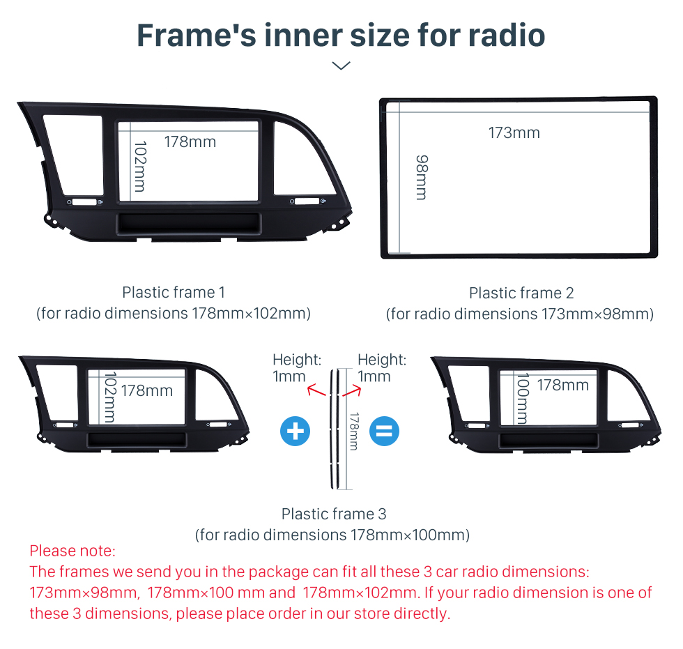 Seicane Parfait Double Din 2015 HYUNDAI ELANTRA LHD Car Stereo Radio Fascia Version Bezel DVD Frame panneau du lecteur