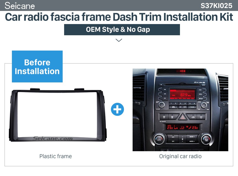 Car radio fascia frame Dash Trim Installation Kit Black Дважды Дин 2010 KIA Sorento Автомобильный радиоприемник Fascia Обрезка Установить рамки Autostereo Adapter Kit Даш