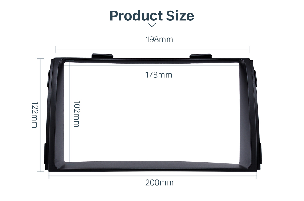 Product Size Negro Doble Din 2010 KIA SORENTO radio de coche de recubrimiento cortado Instalar marco adaptador Autostereo Equipo de tablero