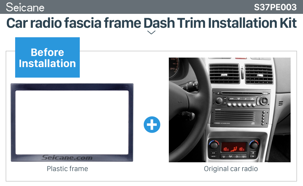 Seicane Radio Popular Double Din Car Fascia pour 2001-2008 PEUGEOT 307 Plate Interface Dash Panel Frame DVD Kit stéréo