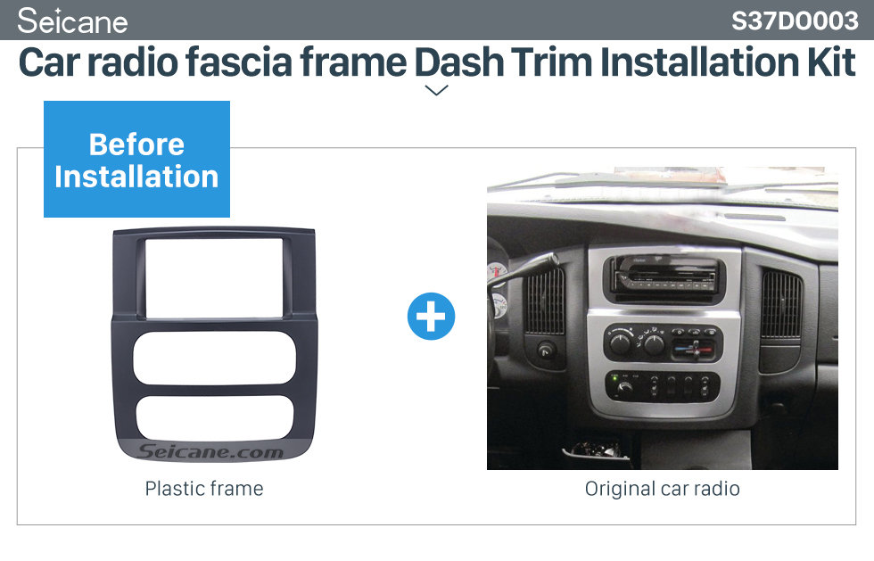 Seicane Negro 2Din Fascia de radio del coche para 2002 2003-2005 Dodge Ram 1500 2500 3500 Stereo Dash CD Surround Panel adaptador de montaje de audio