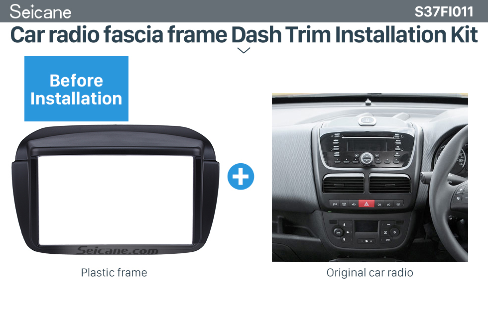 Marco de montaje doble DIN radio de coche para Fiat Doblo a partir de 2015 piano negro 