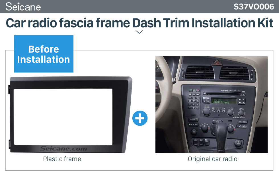 Seicane 2 Din Car Radio Fascia para 1998 1999 2000 2001 2002 2003 2004 Volvo XC70 V70 S60 Stereo Plate Frame Juego de acabados de CD Dash Panel