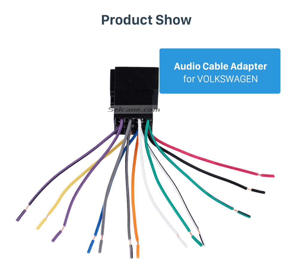 Product Show Adaptador de enchufe para arnés de cables de coche Cable de audio para VOLKSWAGEN POLO / Passat / Jetta / Bora / Santana / Golf / Touran / Octavia / Audi / Peugeot 307 / Sharan / Zunchi / Buick FirstLand / Roewe