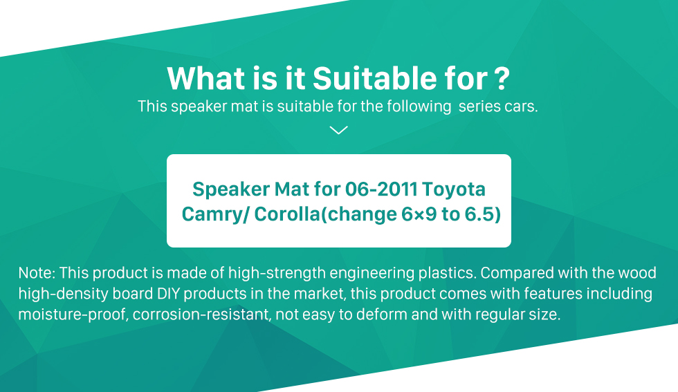 What is it Suitable for Car Rear Speaker Mat Plates Bracket for 2006-2011 Toyota Camry/Corolla (change 6×9 to 6.5)