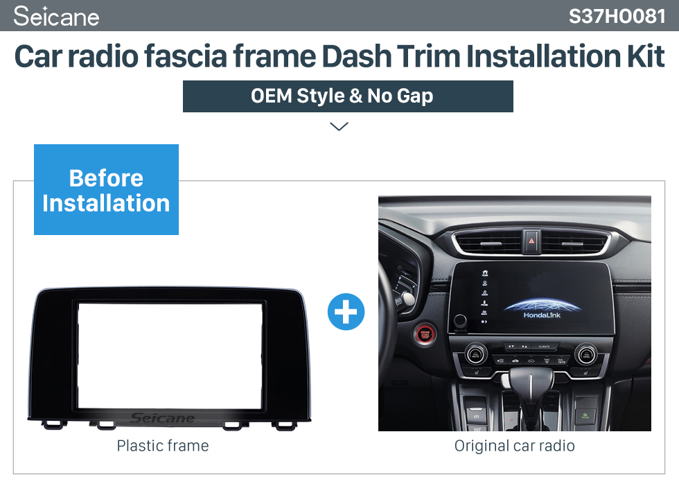 Seicane 2 Double DIN En Dash Voiture Stéréo Radio Fascia Panneau Trim Kit Cadre D'installation Pour 2017 HONDA CRV UV NOIR Aucun Gap