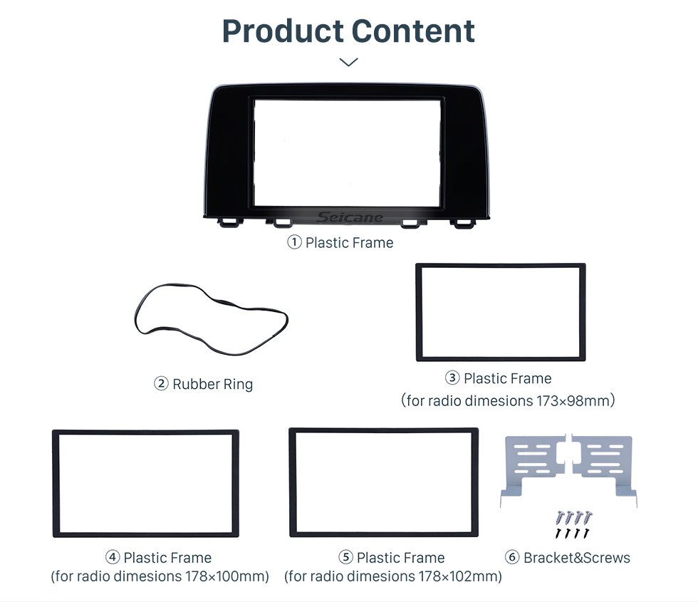 Seicane 2 Double DIN In Dash Car Stereo Radio Fascia Panel Trim Kit Installation Frame For 2017 HONDA CRV UV BLACK No Gap 