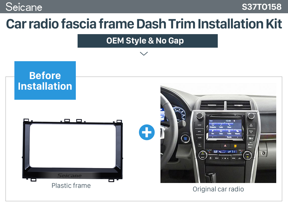 Seicane In Dash Car Stereo Fascia Panel Radio Install Frame Dash Bezel Trim kit Mount Kit For 2017+ Toyota Corolla Altis 2 Double DIN No Gap