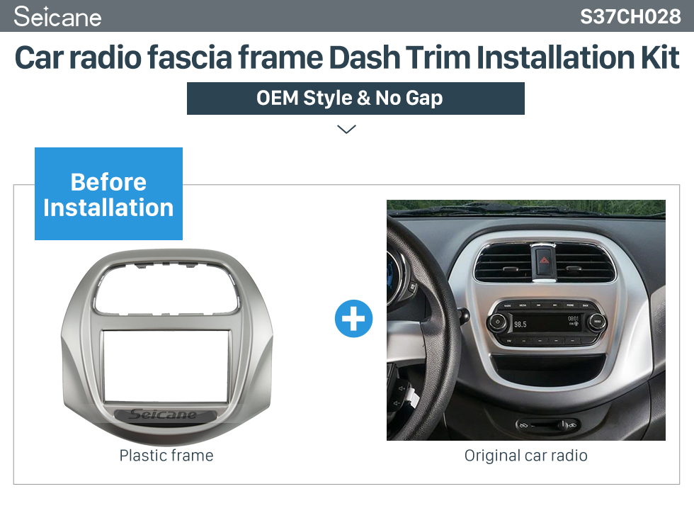 Seicane Jogo da instalação da guarnição do traço do quadro do fáscia do rádio de carro do ruído dobro para 2018+ estilo do OEM da batida da faísca Baic de Daewoo Matiz Chevrolet nenhuma diferença