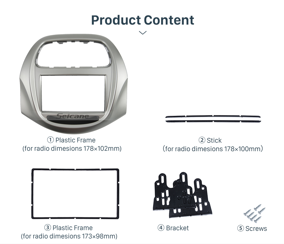 Seicane Doppel-Din-Autoradio-Blendschutzrahmen Dash Trim-Installationskit für 2018+ Daewoo Matiz Chevrolet Spark Baic Beat OEM-Stil