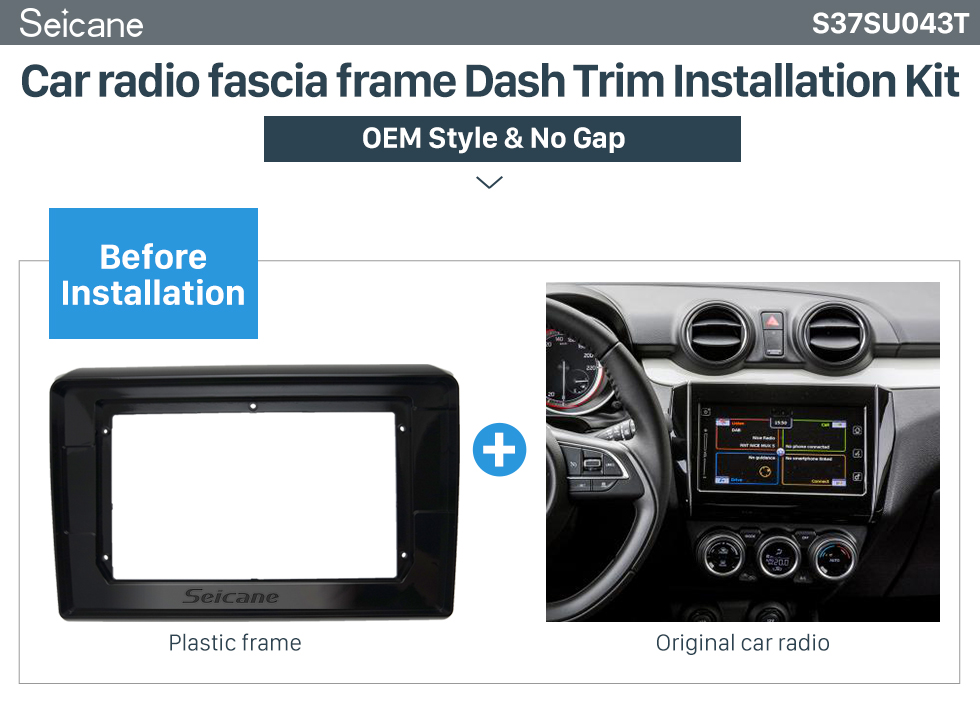 Seicane UV Black Frame for 10.1 inch 2018 SUZUKI SWIFT Audio Dash Trim Fascia Panel Kit