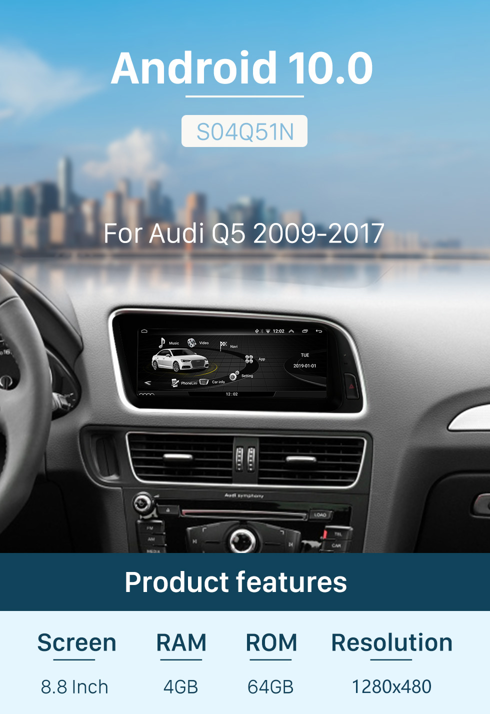 Seicane HD Touchscreen 8.8 inch for Audi Q5 2009-2017 Radio Android 10.0 GPS Navigation System with Bluetooth support Carplay TPMS Seicane HD Touchscreen 8.8 inch for Audi Q5 2009-2017 Radio Android 10.0 GPS Navigation System with Bluetooth support Carplay TPMS