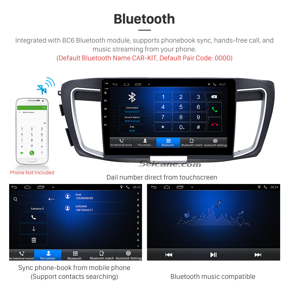 Seicane 10.1 inch HD Touch Screen Android 6.0 Car Stereo for 2016 Honda accord 9 (2.0L) GPS Navigation with Radio Bluetooth Music USB DVR 3G WIFI Mirror link Steering Wheel Control 1080P Video Canbus Seicane 10.1 inch HD Touch Screen Android 6.0 Car Stereo for 2016 Honda accord 9 (2.0L) GPS Navigation with Radio Bluetooth Music USB DVR 3G WIFI Mirror link Steering Wheel Control 1080P Video Canbus