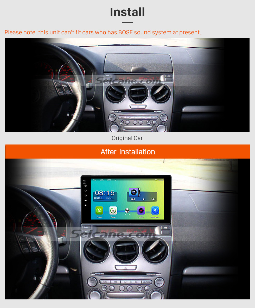 Seicane 10.1 inch HD Touch Screen Android 6.0 Radio for 2003-2008 Old Mazda 6 with GPS Navigation Audio system 1080P Video Bluetooth Music 3G WIFI USB OBD2 Mirror Link Seicane 10.1 inch HD Touch Screen Android 6.0 Radio for 2003-2008 Old Mazda 6 with GPS Navigation Audio system 1080P Video Bluetooth Music 3G WIFI USB OBD2 Mirror Link