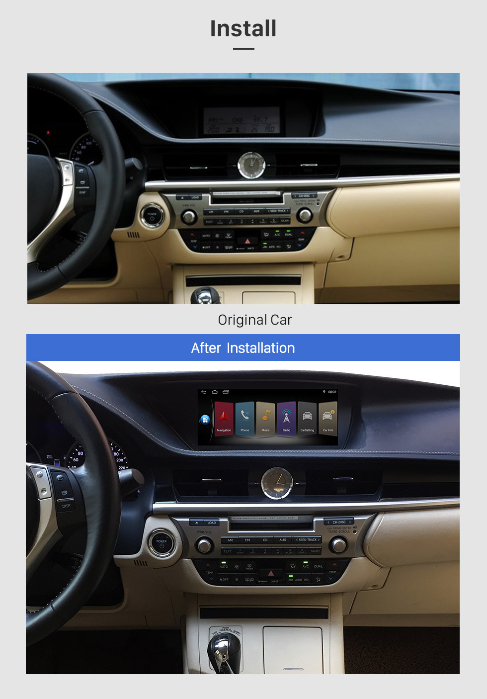 Seicane OEM 10,25 polegadas para 2012 2013 2014 LEXUS ES Android 10.0 Rádio Bluetooth HD Touchscreen GPS Suporte de navegação Carplay DAB + TPMS