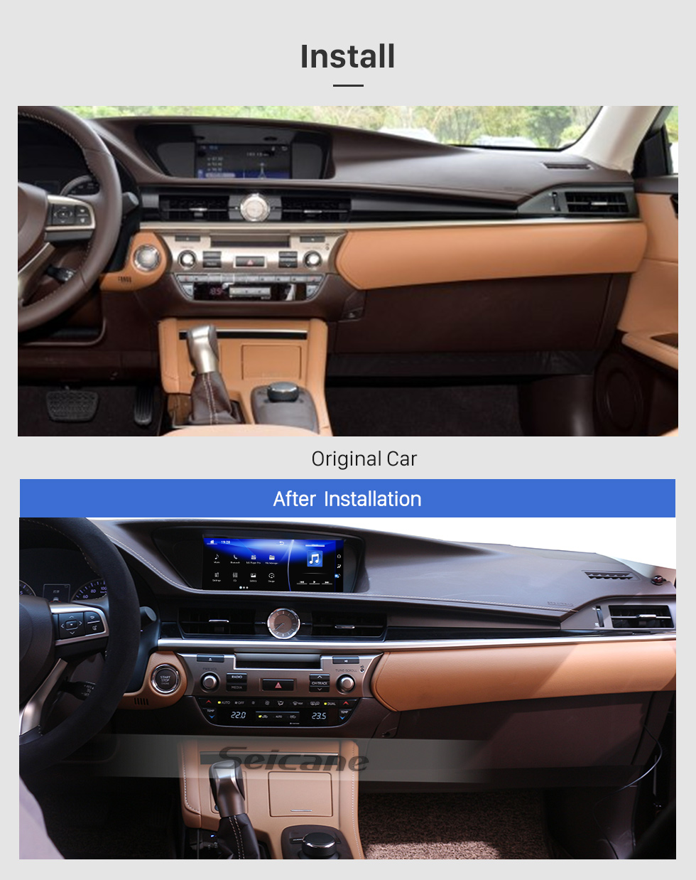 Seicane Para 2013 2014 2015 2016 2017 2018 LEXUS ES Android 10.0 HD Touchscreen 10.25 polegadas AUX Bluetooth Navegação GPS Suporte de rádio SWC Carplay