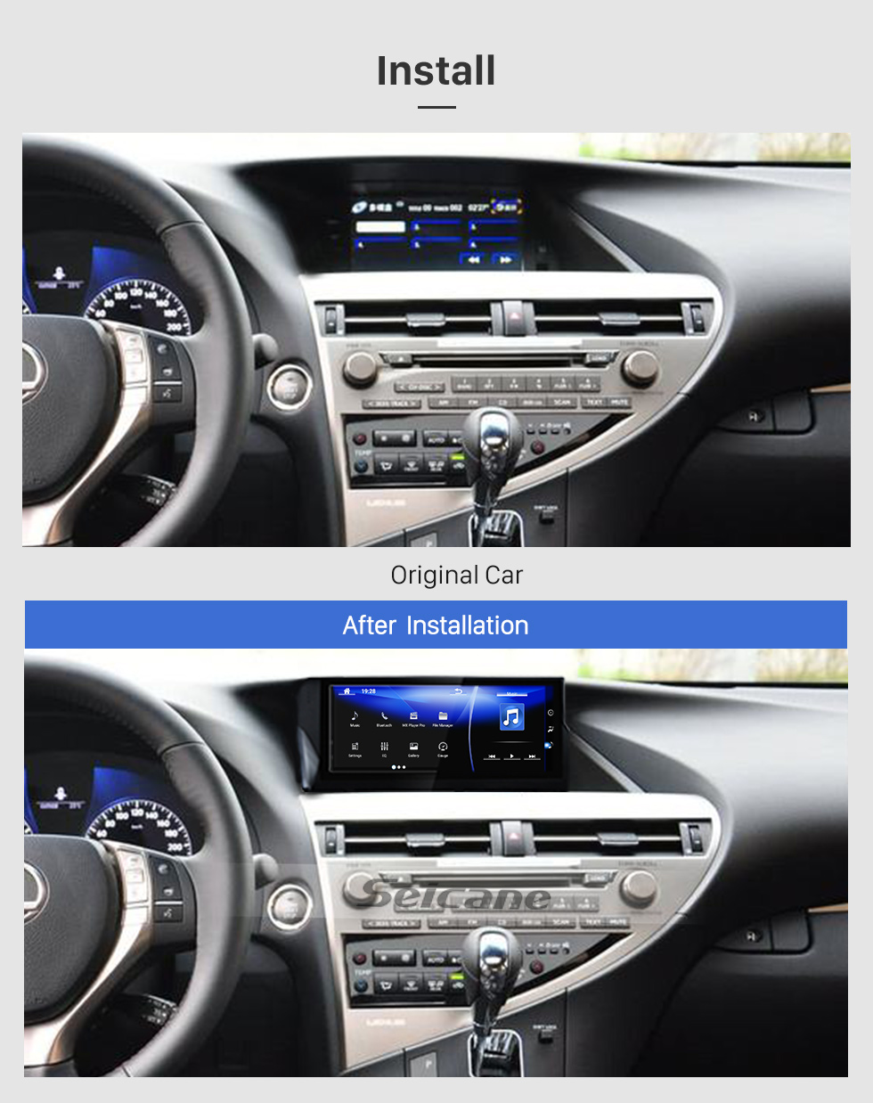 Seicane Écran tactile HD 10,25 pouces pour 2012 2013 2014 LEXUS RX Android 10.0 Radio de navigation GPS avec prise en charge Bluetooth TV numérique Carplay