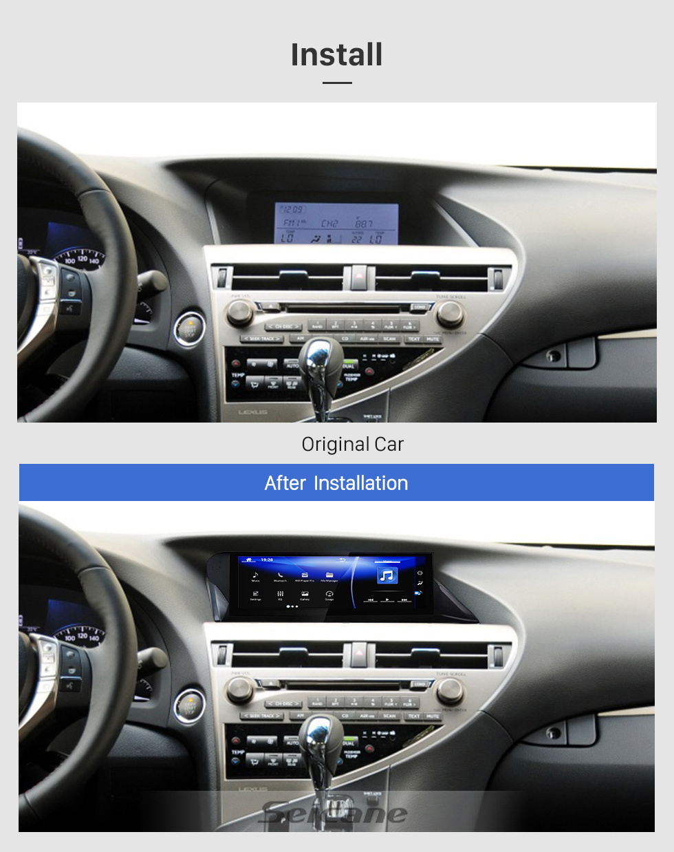 Seicane OEM 10,25 Zoll für 2009 2010 2011 2012 2013 2014 LEXUS RX LHD Radio Android 10.0 Bluetooth HD Touchscreen GPS-Navigation unterstützt Carplay TPMS
