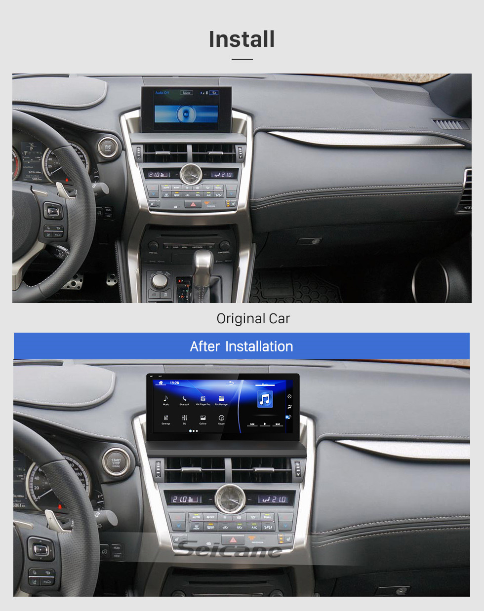 Seicane HD-Touchscreen 10,25 Zoll für 2014 2015 2016 2017 Lexus NX Android 10.0 GPS-Navigationsradio mit Bluetooth-Unterstützung Carplay TPMS DAB + OBD2