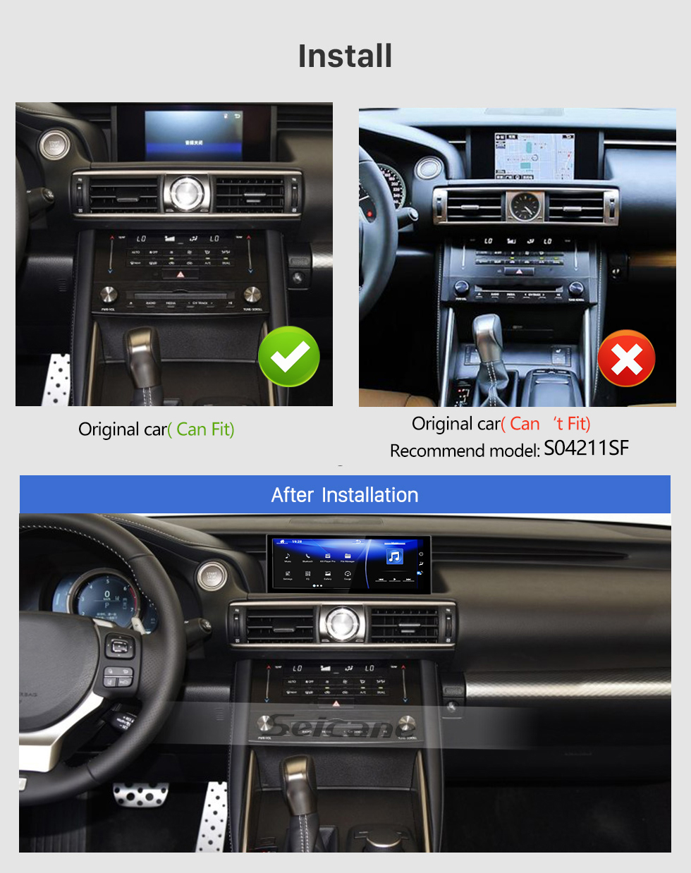 Seicane Android 10.0 para 2013 2014 2015 2016 2017 2018 LEXUS IS G7N 10.25 pulgadas HD Pantalla táctil Radio de navegación GPS con soporte Bluetooth Carplay DVR OBD2