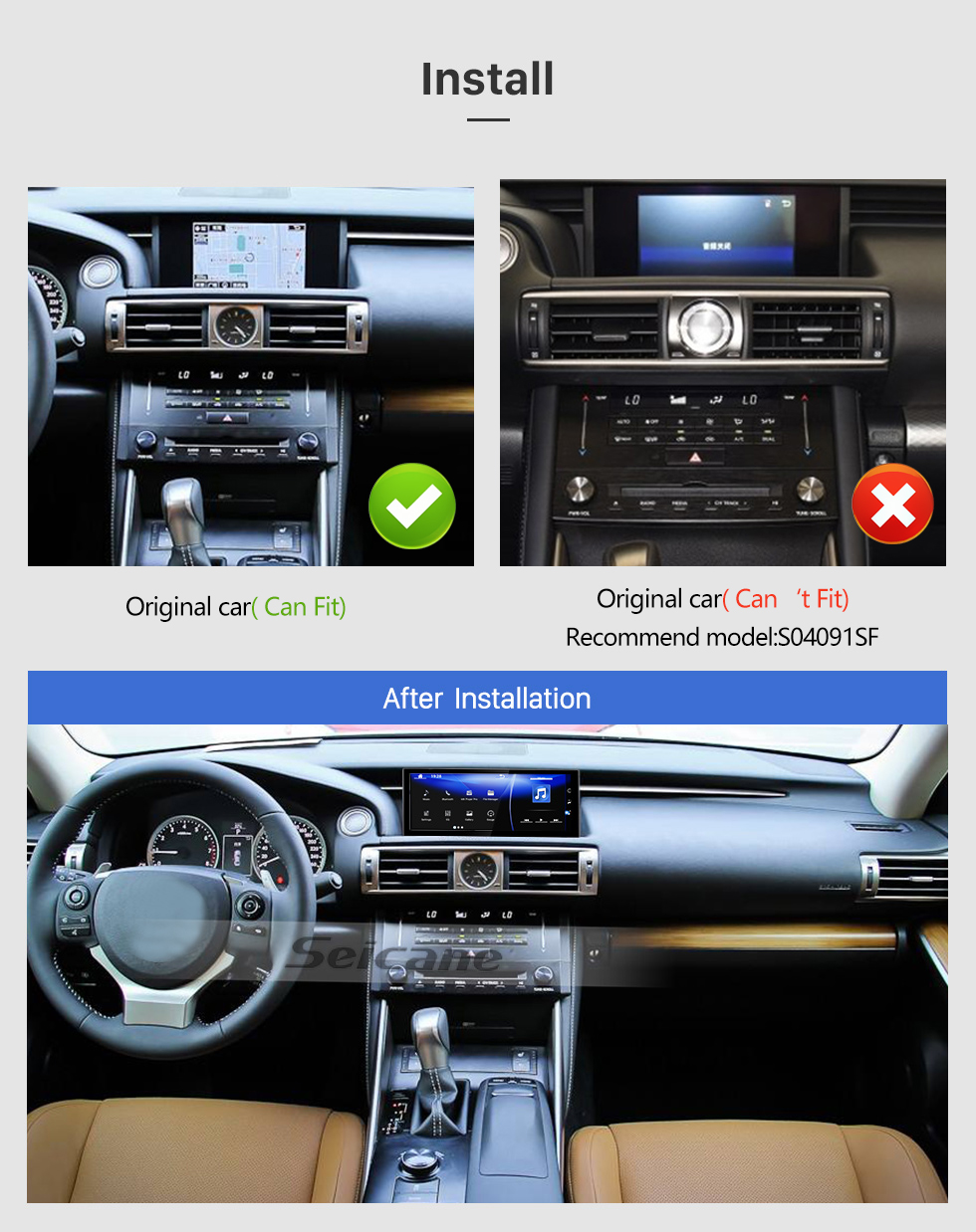 Seicane 10,25 pouces pour 2013 2014 2015 2016 2017 2018 LEXUS IS G7K Radio de navigation GPS Android 10.0 Avec écran tactile HD Prise en charge Bluetooth Carplay Caméra de recul